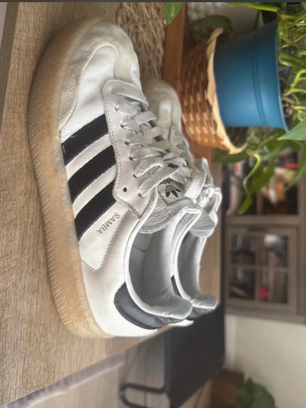 Adidas Samba OG White Leather Sneakers with Black Stripes